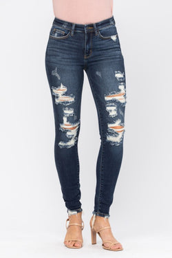 Judy Blue Plus Size Super Distressed High Waist Skinny Jeans