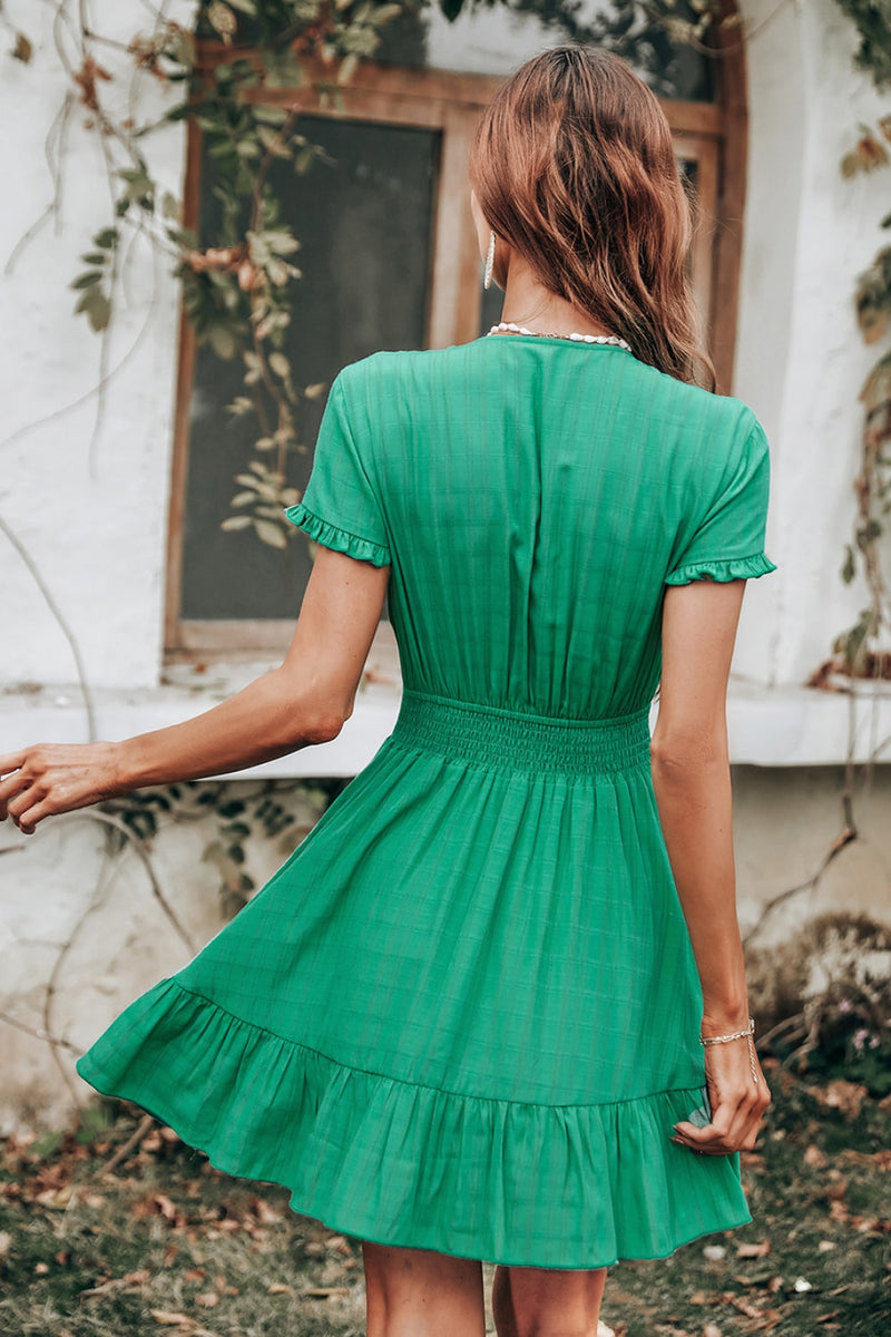 Plaid Bow Detail Tiered Dress