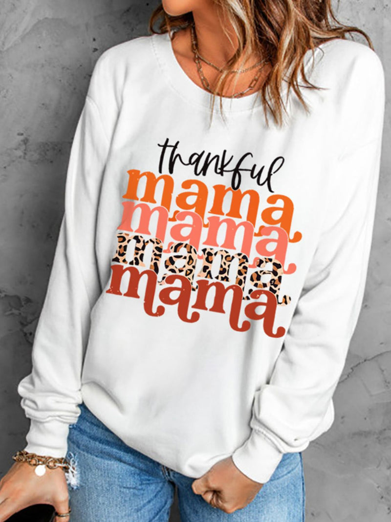 THANKFUL MAMA Graphic Dropped Shoulder Sweatshirt