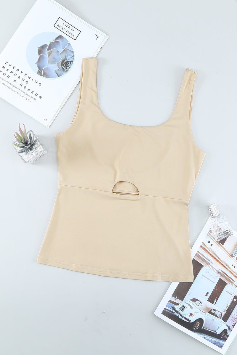 Heathered Cutout Scoop Neck Tank