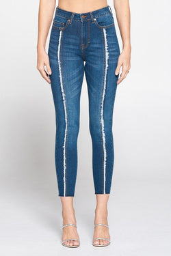 Mid-rise Jeans with Frayed Front